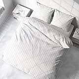 Kotton Culture 1000 Thread Count Striped Duvet Cover - Queen/Full 1 Piece Duvet Set 100% Egyptian Cotton Breathable All Season with Zipper & Corner Ties Soft Comforter Cover - White