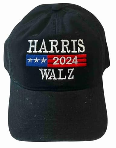 Harris-Walz 2024 Hat 2424 - Embroidered Adjustable Cap, Black