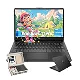 HP Student Business Laptop Computer - w/Microsoft Office Lifetime & Free CD/DVD Drive • 16GB RAM • 128GB eMMC & 256GB Extend Micro SD • Intel 4-Core Processor • HD Display • Win11 Pro(Black)
