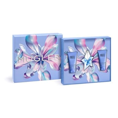 Mugler Angel - Women's Perfume Routine Set ($129 Value)- Ambery & Woody - With Bergamot, Praline, and Patchouli - Eau de Parfum, 0.8 Fl Oz, 1.6 Fl Oz Lotion, 1.6 Fl Oz Shower Gel