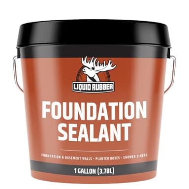 Liquid Rubber Basement and Foundation Repair Sealant - Waterproof Concrete Sealer & Crack Filler - Flexible Coating for Indoor & Outdoor Use - Waterproofing Paint - Black, 1 Gallon