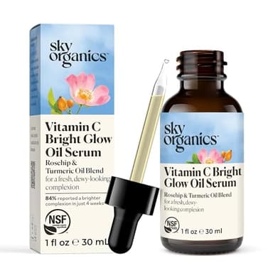 Sky Organics Bright Glow Face Serum,Vintamin C Serum, Helps Rejuvenate Dull Skin, Hydrating, Promotes Brighter-looking Complexion, with Vitamin E, Organic Jojoba Oil & Rosehip Oil, 1 fl oz