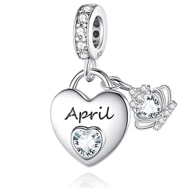 Birthstone Charms for Pandora Bracelet: 925 Sterling Silver Birthstone Charms for Charm Bracelets and Necklaces, Birthday Mother's Day Christmas Gifts (April)