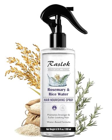 Raslok Nature+Science Rosemary & Rice Water Hair Spray | Made with 100% Natural Extracts | Lightweight, Non-Greasy Formula | For Softer, Smoother-Looking Hair | 6.76 fl oz / 200 ml