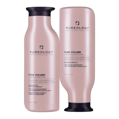 Pureology Pure Volume Shampoo & Conditioner Set - Enhances Volume and Movement, For Flat, Fine, Color Treated Hair, Lightweight, Sulfate-Free & Vegan, 9 Fl oz