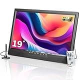 Desobry 19" Portable TV with Antenna, Small TV with HD 1080P HDMI Input, AV Input, USB Port, 180° Adjustable Stand, Small Portable TV for Kitchen Bedroom Camping RV (No Battery No WiFi)