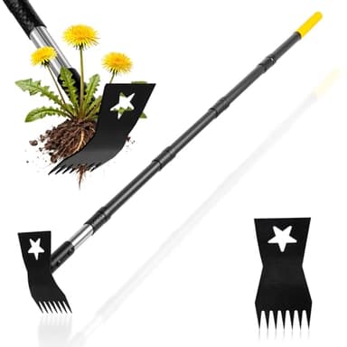 BlumeTrec Weed Puller Tool with Long Handle 68", 2-in-1 Manual Weeds Remover, Heavy Duty Weed Rake and Garden Hoe Combo, Stand Up Weeder Uprooting Weeding Pull Tool for Garden Yard Lawn Patio