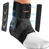 WHCOOL Slim-Fit Ankle Brace for Sprained Ankle, Quick Lace Up Ankle Support for Women Men with 2 Auto-Shaped Pads, Air Fabric Cool Ankle Stabilizer for Injury Recover, Running,Sports, M(12”-13”)