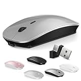 Bluetooth Wireless Mouse for MacBook Air Mac Pro Laptop Computer iPad Pad PC Optical Rechargeable Silent Mouse with Dual Mode Switch Mouse Bluetooth 5.2/3.0 and 2.4GHz USB Type-C Receiver (Gray)