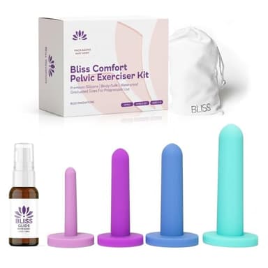 Bliss Comfort Silicone Pelvic Floor Trainer Kit – Soft & Flexible Design for Gentle Progression - 4 Piece Set-Small – Includes 1.3 Oz Bonus Bliss Glide ($10 Value)