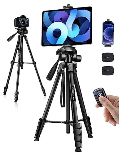 JOILCAN Phone Tripod Stand, 68" Tripod for iPad iPhone Tablet with Remote Universal Holder Carry Bag, Travel Aluminum Tripod for Video Recording Photos Vlogging Compatible with iPad Pro iPhone Camera
