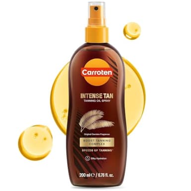 Carroten Intensive Tanning Oil Spray | Browning Oil Tan Accelerator | Vitamin E with Carrot & Coconut Oils | Water-Resistant, Silky Hydration | Coconut Fragrance | Made in Greece | 6.7 oz