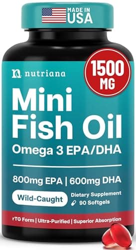 Mini Fish Oil Softgels – Triple Strength – Advanced Formula - 1500mg Omega 3 with EPA & DHA – Smaller Than a Dime – Fish Oil Minis - Wild Caught – 90 Softgels