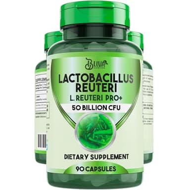 BLIVA Lactobacillus Reuteri Capsules – L Reuteri - 50 Billion CFU per Serving - Highest CFU Count L Reuteri Supplement - 90 Capsules