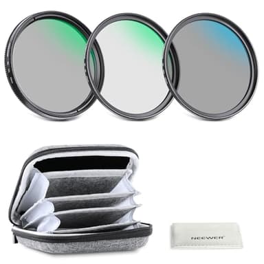 Neewer 55mm UV/CPL/ND Lens Filter Kit with Hard Shell Storage Case, Multicoated Optical Glass & Aluminum Alloy Frame, UV + Circular Polarizer (CPL) + Neutral Density (ND4) Filter for Camera Lens