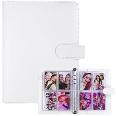 A5 Kpop Photocard Binder with 30 Pack 4-Pocket Card Pages, 6 Ring A5 Binder Card Collector Album with 240 Card Slots,PU Leather Binder Cover with Magnetic Buckle Closure for Organizing Trading Card