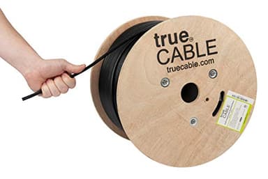 TRUE CABLE Cat6A Shielded Riser (CMR) Bulk Ethernet Cable, 1000ft, Black, 23AWG Solid Bare Copper, 750MHz, F/UTP, PoE++ 100W, ETL Listed