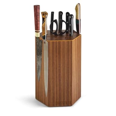 360KnifeBlock® MAX (walnut) ROTATING Magnetic Knife Block - MAX 12" tall with an array of top slots SeriousEats/Food&Wine/ATK BEST Universal Knife Block - handmade in Washington