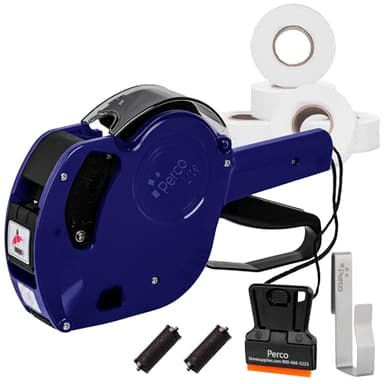 Perco Lite 1 Line Price Gun with Price-Marking Labels Kit — Includes 5,000 Blank White Labels, 1 Gun Clip, 2 Ink Rollers — 1 Ink Roll & Labels Preloaded — Ideal for Retail Pricing, Inventory, and More