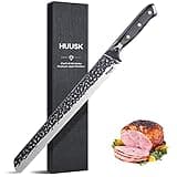 Huusk Japan 11.5 Inch Hand Forged Slicing Knife for Meats, Ribs, Roasts - Brisket Carving Knife for BBQ and Christmas Gifts
