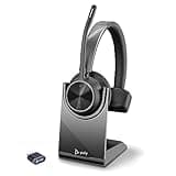 Poly Voyager 4310 UC Wireless Headset & Charge Stand (Plantronics) - Single-Ear Bluetooth Headset w/Noise-Canceling Boom Mic - Connect to PC/Mac/Mobile - Works w/Teams, Zoom, & More - Amazon Exclusive