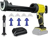 2 AH Battery Cordless Caulking Gun, 4-speed Electric Caulking Gun for Dewalt 20V Battery Caulking Tool, Non-Drip Glass Glue Gun with LED Light for Filling and Sealing, For Windows, Doors(No charger）