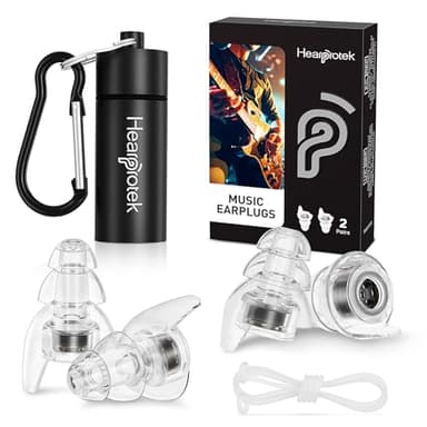 Hearprotek Concert Ear Plugs, 2Pairs Reusable high Fidelity Musician Ear Plugs for Concerts Loud Music-Noise Reduction Ear Protection earplugs for Rave,Festival,Music,Tinnitus Relief