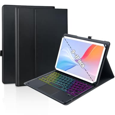 MePadKey Universal Touchpad Keyboard Case for 9.7,10.1,10.2",10.5",10.9",11" ipad/Samsung Tablet, Rainbow Backlight TrackPad Keyboard with Type-C Charging Port fit 9.7-11 inch Android (Black)