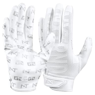 Nxtrnd G2 Pro Football Gloves, Men's Ultra Sticky Elite Receiver Gloves (White, Medium)