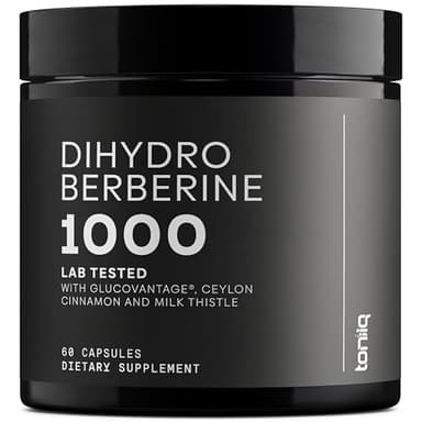 Toniiq Dihydroberberine Supplement - Ultra High Potency 1,000mg Formula with GlucoVantage, 10:1 Ceylon Cinnamon & 50:1 Milk Thistle - Third-Party Lab Tested