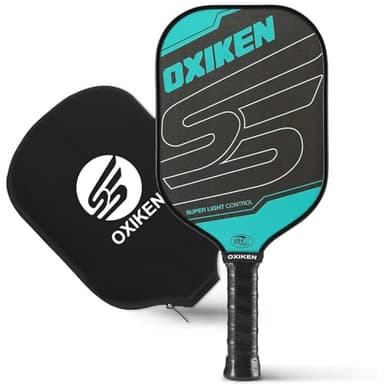 OXIKEN 16 mm Pickleball Paddles USAPA Approved T700 Carbon Fiber Surface (CFS) 8.3oz Pickle Paddle, Thermoformed High Grit & Spin, 5.5” Elongated Handle, Anti Slip Sweat Absorbing Grip with Cover Case