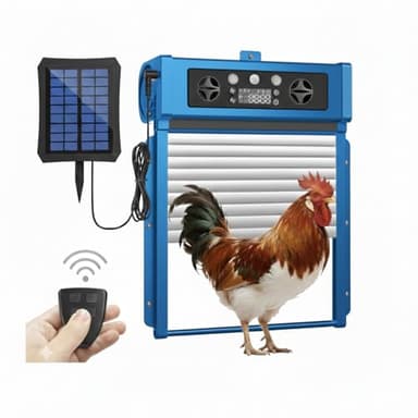 Solar Poultry Door Kit - Auto Anti-Pinch Chicken Coop Gate with Remote & Timer - Waterproof Predator Guard with Dual Power Backup System