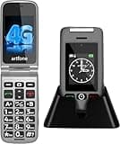artfone G6 4G Flip Phone Unlocked for Seniors丨2.4" Dual-Display丨SOS Button丨Time Reporting丨Speed Dial丨Big Button Unlocked Flip Phone丨Bluetooth丨USB-C & Charging Dock丨Basic Phone丨Long Battery Life - Grey