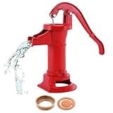 Samger Durable Antique Pitcher Hand Water Pump Cast Iron Red Hand Well Pump 25ft Maximum lift Manual Water Transfer Pump Boost Fountain for Outdoor, Yard, Pond, Garden Decoration Kit