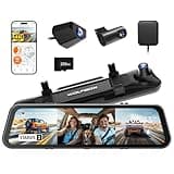 WOLFBOX G900 Tripro 3 Channel 4K Rear View Mirror Camera, STARVIS 2 IMX678 Night Vision, 4K+1080P+2.5K Front Inside and Rear Mirror Dash Cam, 5.8GHz WiFi, Voice Control, Includes 256GB Card & GPS