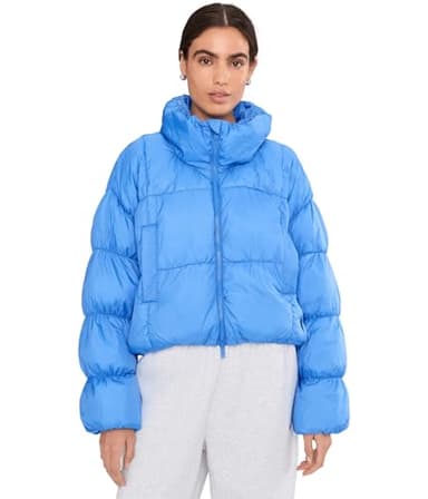 Free People Women's In A Bubble Puffer Jacket Rivera Blue Large