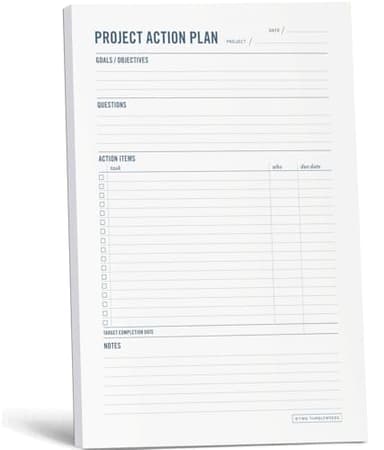 Project Planner Notepad - 7 x 10” Planning Pad for Project Management with Checklist, Action Items, Notes - Task Planner - To Do List Organizer For Work & School - 50 Sheets