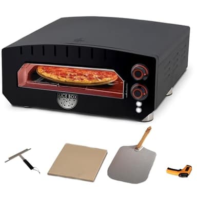 Aspect Living Slice Box Outdoor Electric Pizza Oven, Countertop Cooking, Heats Up to 750 Degrees, Digital Thermometer, Pizza Stone, and Pizza Peel Included, Perfect for Indoor and Outdoor Use - 64900