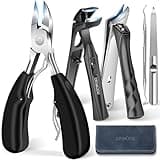 Toenail Clippers for Thick Toenails for Seniors, Angled Head Large Toe Nail Clippers Set for Men, Heavy Duty Ingrown Toenail Clippers with Wide Jaw, Ultra Sharp Slanted Nail Cutter with Long Handle