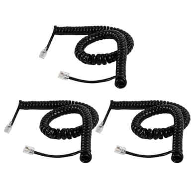 Rindion 3PCS Phone Cord for Landline, 10 Ft Uncoiled/1.2 Ft Coiled Telephone Cord, Universally Phone Cable for Use in Home or Office(Black)