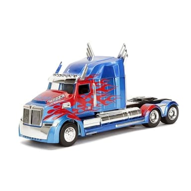 Jada Toys 253115003 Transformers T5 Optimus Prime, Western Star 5700 Ex Phantom Toy Car, Die-cast, Opening Doors, 1:24 Scale Blue/Red