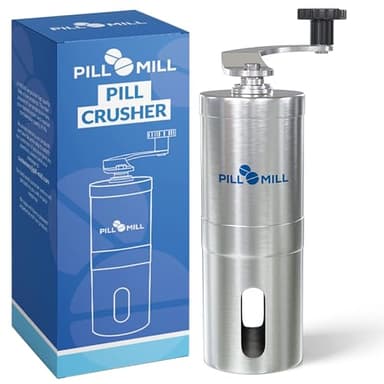 Pill Mill Pill Crusher - Crushes Multiple Tablets to a Fine Powder - Metal Pill Grinder - Tablet Pulverizer Suitable for Travel - Great Feeding Tube use and Pets