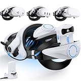 DXKK Head Strap for Meta Quest 3S/Quest 3 with Digital Display Battery & Charger Dock to Balanced and Extra Time, Double Adjustment Dials, Enhanced Comfort VR Head Strap for Oculus Quest 2