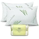 OMEO 2 Pack Standard Size Rayon Derived from Bamboo Pillow for Sleeping Shredded Memory Foam Bed Pillows for Side, Back and Stomach Sleepers, Soft, Cooling, Adjustable and Washable Cover 20" x 26"