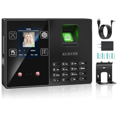 KUIIYER 4 in 1 Employee Time Clocks for Small Business (Face + Fingerprint + Palm Print + PIN) Employee Clock in & Out Machine Biometric Attendance Punch Clock