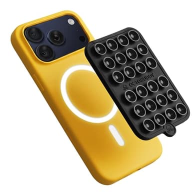 OCTOBUDDY Magnet - Dual Magnetic & Suction Phone Mount - Magnetic-Compatible Silicone Mobile Holder - Hands-Free Selfies & Videos - Content Creator Accessory - 2.6″ x 3.9″, Empire Strikes Black