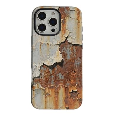 for iPhone 15 Case, Compatible with MagSafe, Funny Rusty Metal Texture 2-in-1 Dual Layer Hard PC Shell + Soft TPU Cover Shockproof Heavy Duty Protective Magnetic Phone Cases for iPhone 15 6.1" (15)