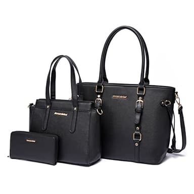 Montana West 3PCS Purses for Women Tote Bag and Wallet Set Shoulder Satchel Crossbody Bags Leather Handbag for Gift Travel Casual Work MWC3-C032WBK