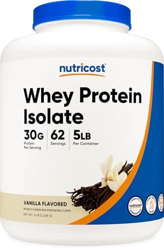 Nutricost Isolate Whey Protein Powder, Vanilla, 5 pounds
