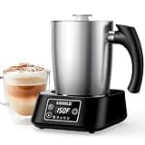 KIDISLE Milk Frother with Variable Temp, 5-in-1 Electric Milk Frother and Steamer, 17oz Split Stainless Steel Hot & Cold Foam Maker for Coffee, Latte, Cappuccino, Hot Chocolate, Dishwasher Safe